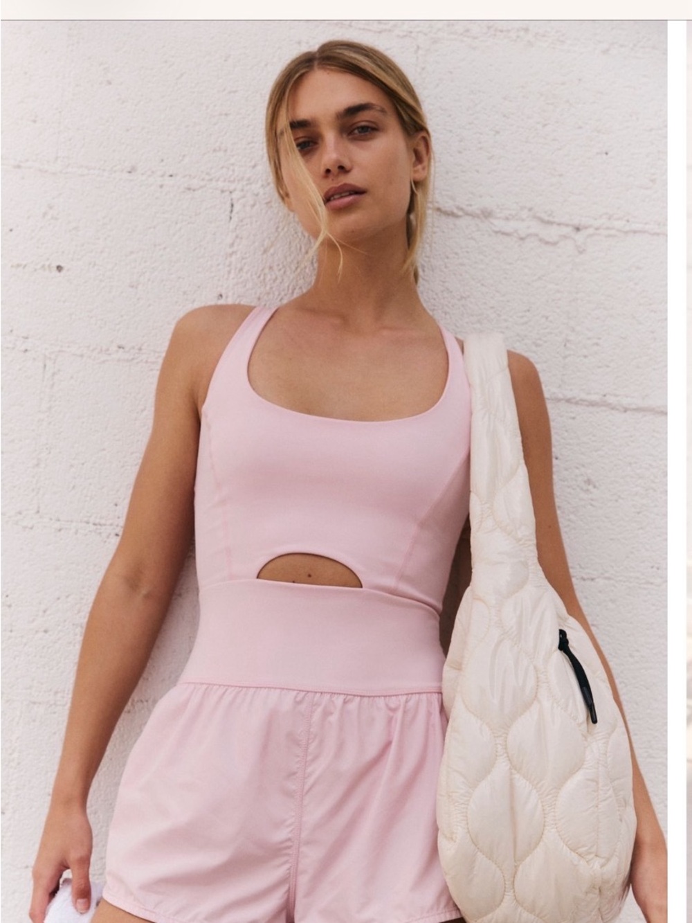 FP Movement by Free People Magenta Scoop-Neck Cutout Romper